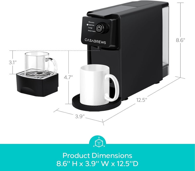 CASABREWS CM7036E Espresso Machine for Nespresso Original Pods, 20 Bar Compact Capsule Coffee Machine with 21 oz Removable Water Tank and 4 Brewing Modes, Mini Espresso Maker for Home or Office, Black - Image 2